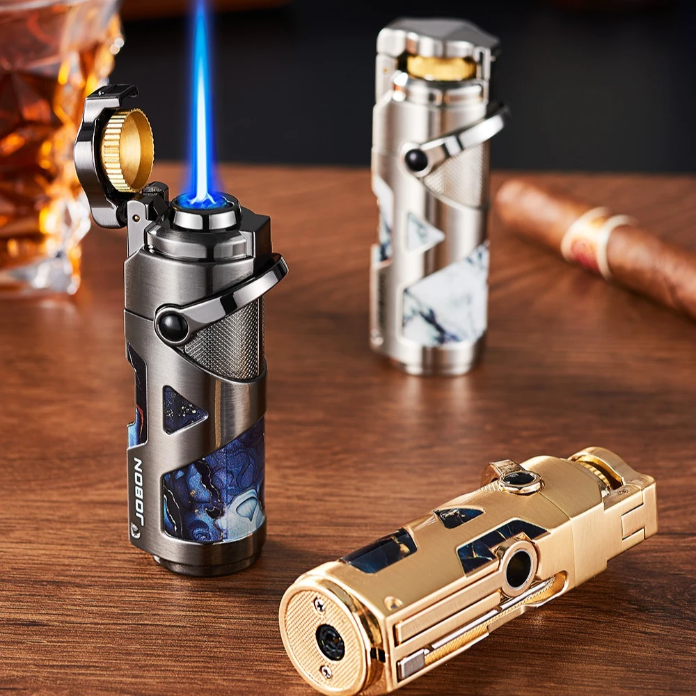 3-in-1 Multi-functional Cigar-specific Lighter When Used Moxibustion Men's Gifts Directly Shoots Cigar Into Blue Flame