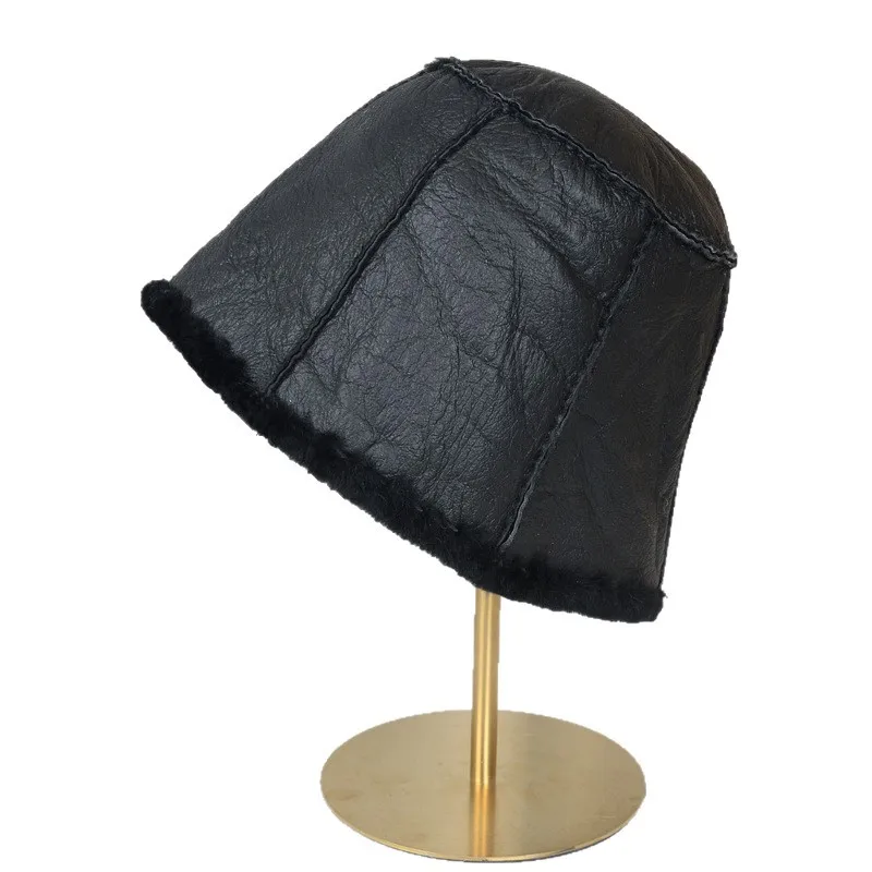 Premium Genuine Sheepskin & Wool Hat for Women, Ultimate Windproof Warmth for Cold Weather, Cozy Winter Bucket Hat