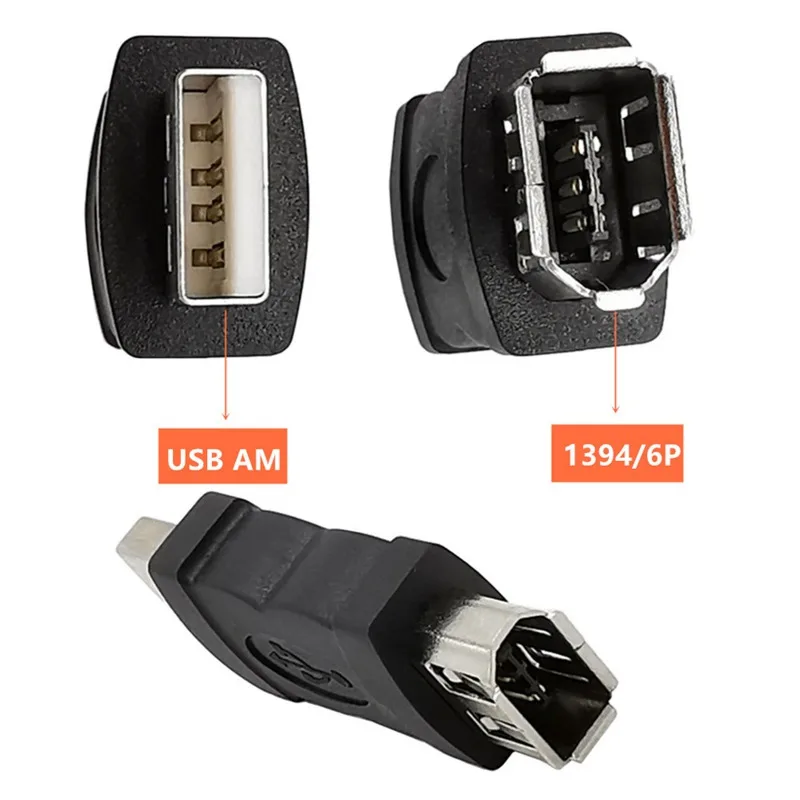 محول USB ذكر إلى ذكر لـ Firewire IEEE 1394 ، 6 دبوس ، USB 2.0 ، موصل للكاميرا ، الهاتف المحمول ، مشغل MP3