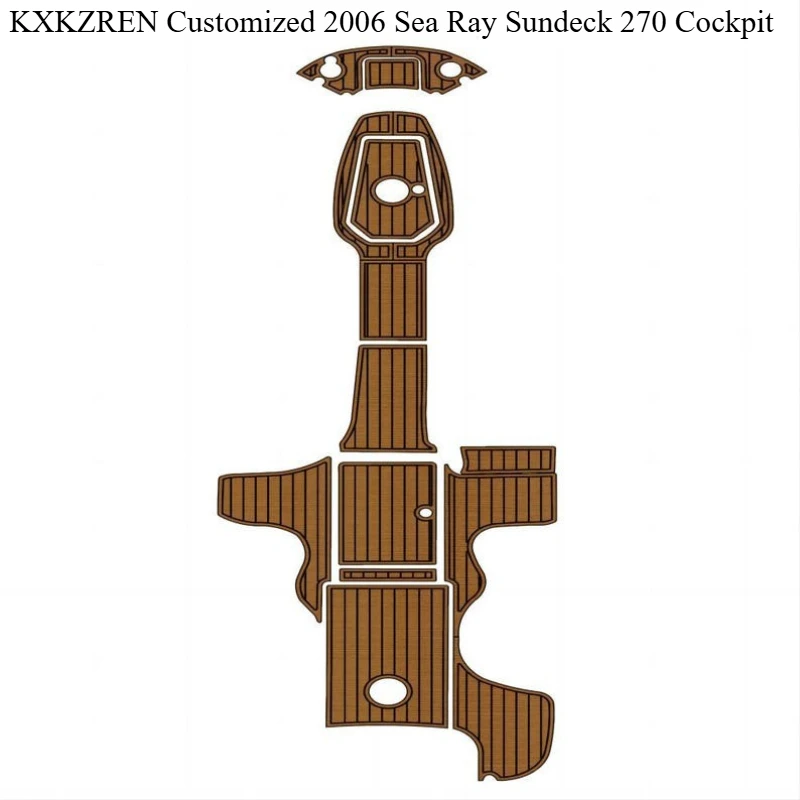 

KXKZREN Custom 2006 Sea Ray Sundeck 270 Cockpit Self-adhesive Marine Faux Teak Decking Sheet EVA Foam Boat Non-slip Flooring Pad