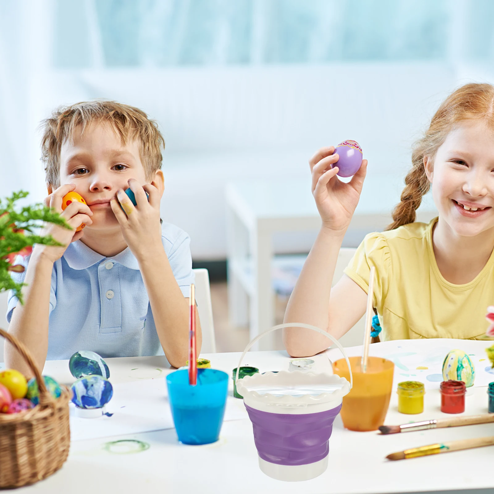 

Silicone Collapsible Washing Bucket Durable Portable Watercolor Paint Washing Bucket for Painting Watercolor Art Class Outdoor