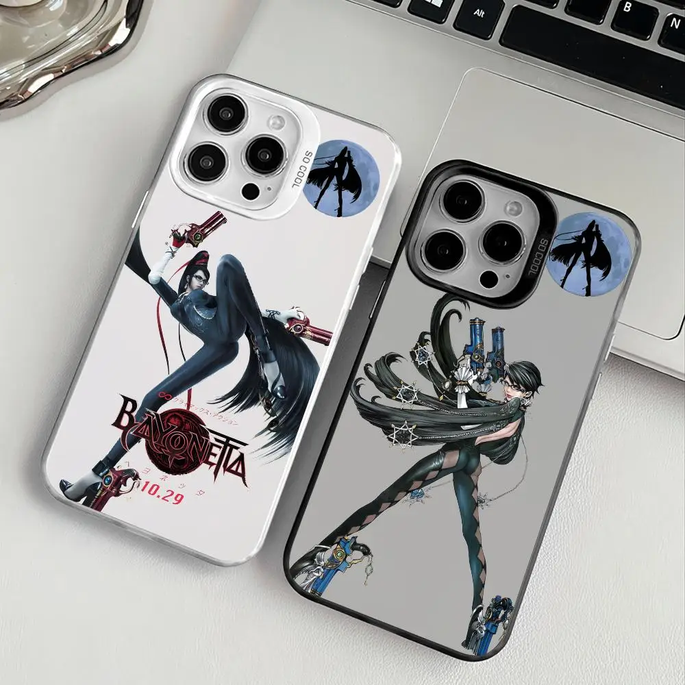 لعبة B-BayonettaS 3 حافظة هاتف آيفون 17 16 15 14 13 12 11 برو ماكس أسود أرجواني ماتي ليزر معدني أورورا فوندا