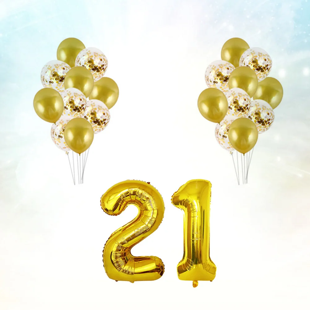 

21 Years Old Birthday Balloons Sets Decor Balloons Sets for Birthday Party Gathering (Golden, 40inch)