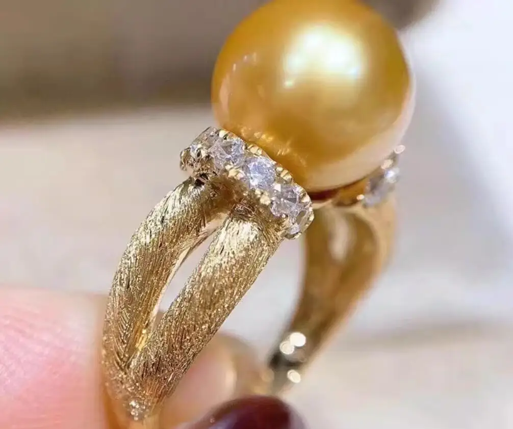 

Stunning 10-11mm South Sea Perfect Round Gold Pearl Pearl Ring 925s