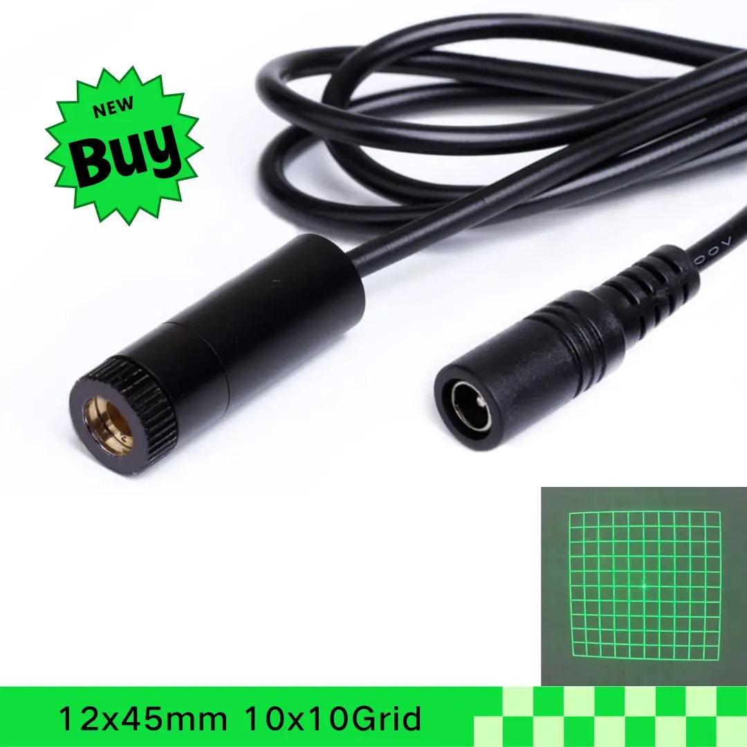 10x10Grid DOE Focusable D12x45mm 505/520nm Laser Module 10mw 20mw 30mw 50mw for Wood Positioning Cutting with Bracket,adapter