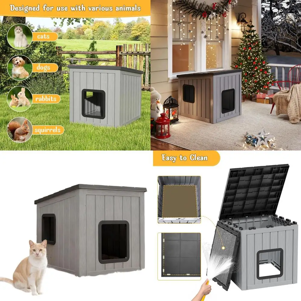 

Всепогодный утепленный домик для кошек на зиму, водонепроницаемое основание, идеально подходит для диких и домашних кошек