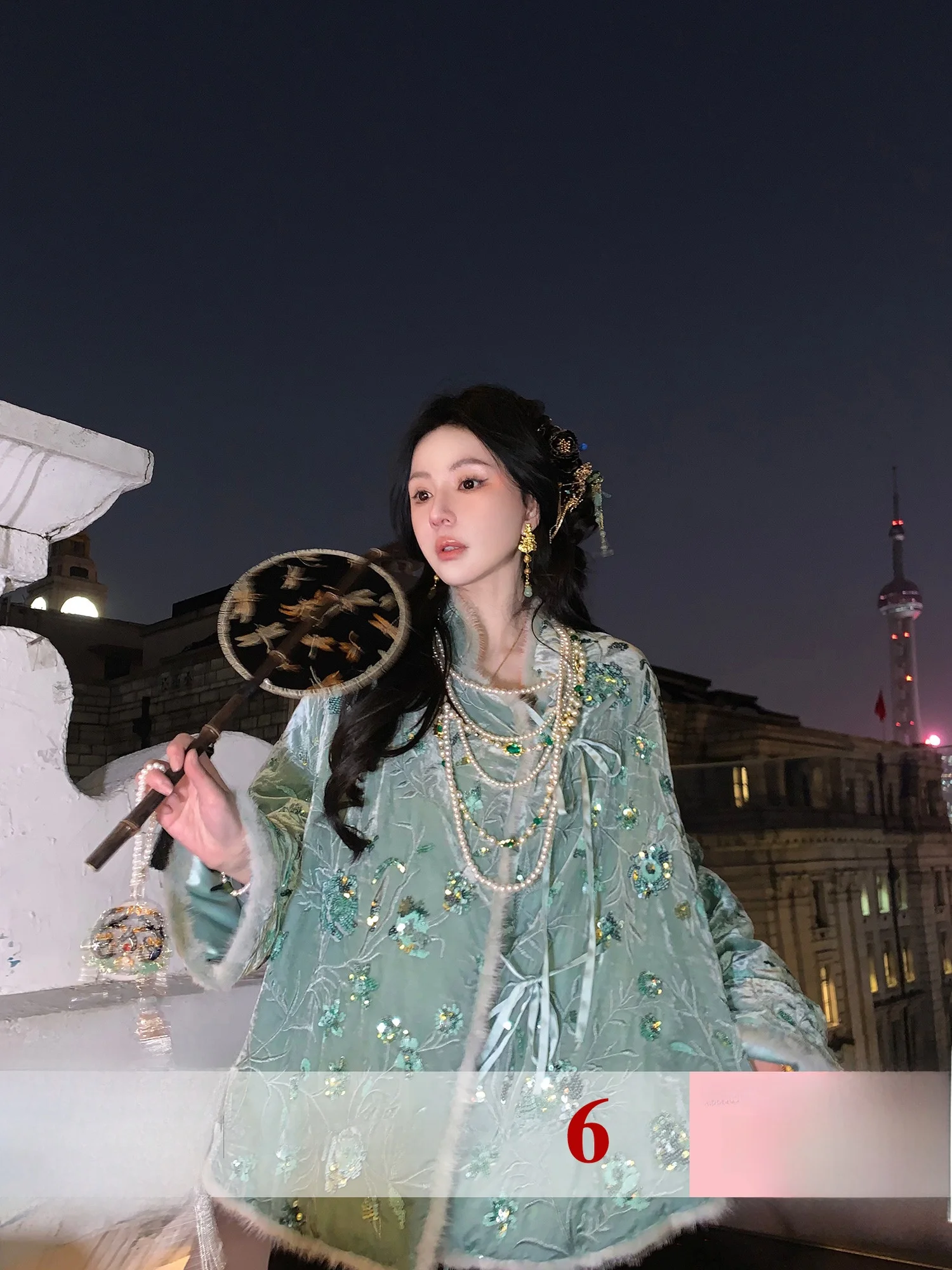 

Moss Studio New Chinese Sle Heavy Embroidery White Du down Jaet 90% Filling Long Sve Warm Stand Collar Coat