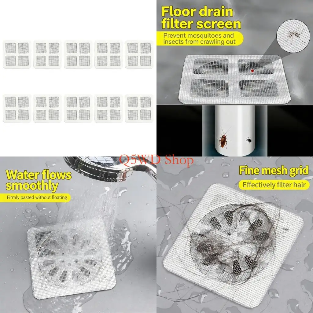 Q5WD Drain Cover Stickers Set Of 10/50 NonWoven Shower Hair Catcher Drain Strainer For Easy Installation And Smooth Drainages