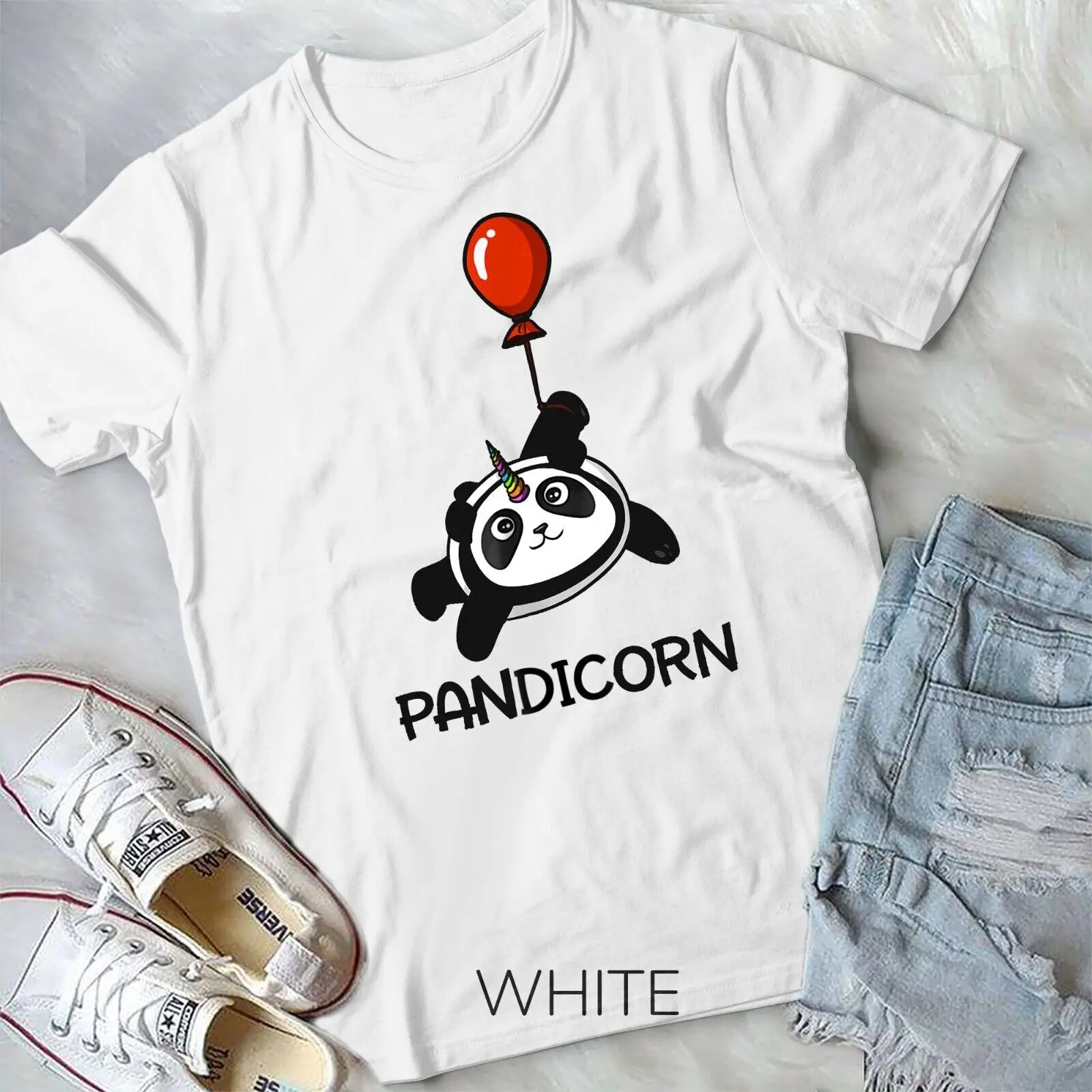 Футболка унисекс Pandicorn с забавной пандой медведем с воздушным шаром