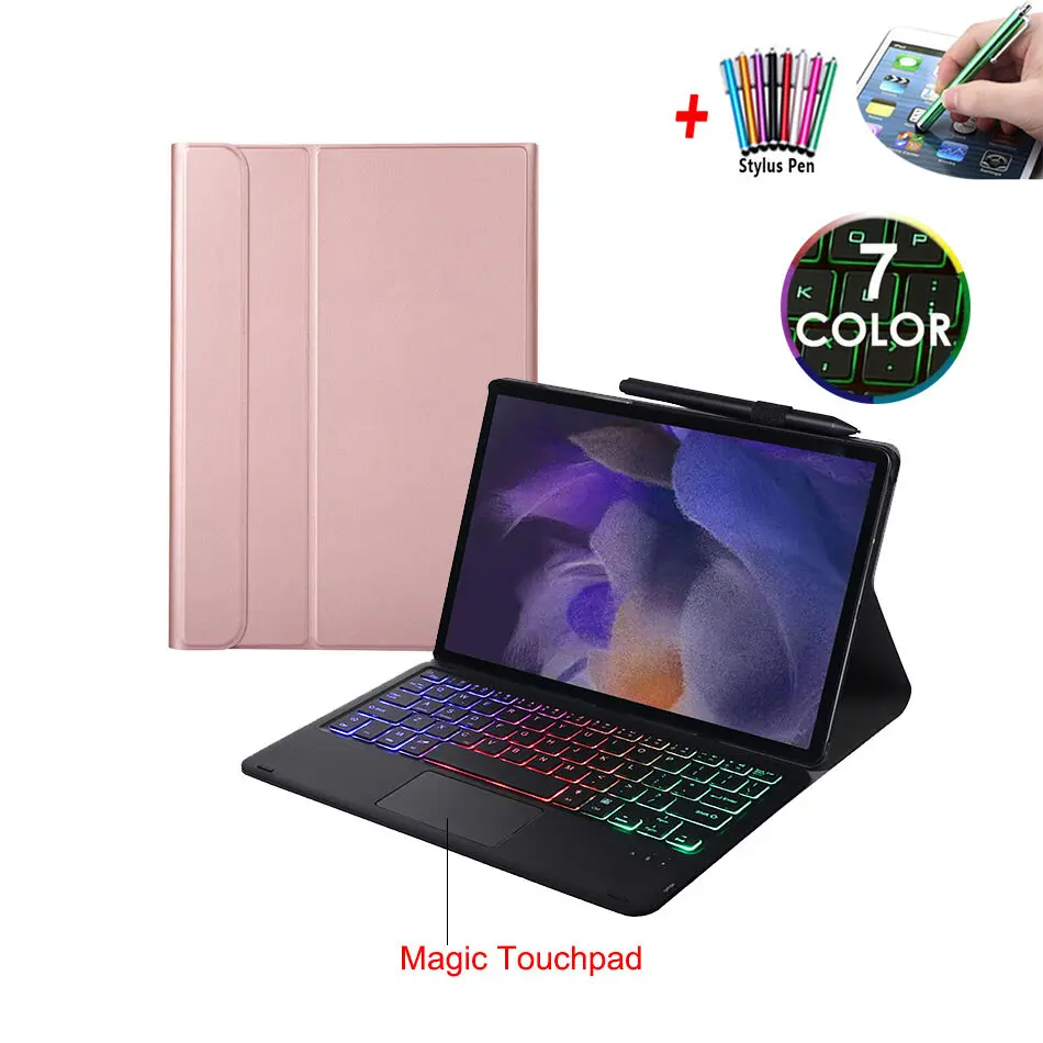 7 Màu Đèn Nền Magic Bàn Di Chuột Bàn Phím Cho Samsung Galaxy Tab A8 2021 10.5 Inch Bàn Phím X200 X205 Lật Da ốp Lưng