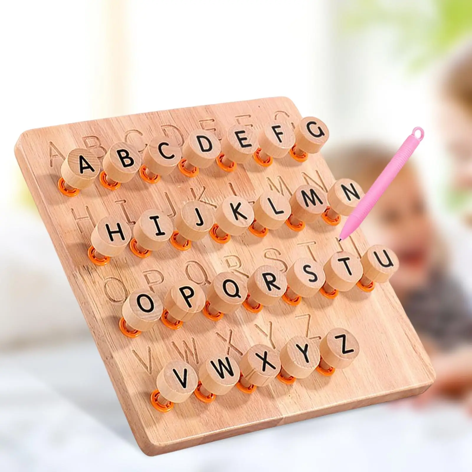 Wooden Alphabet Tracing Board Montessori Toys Puzzles Children Boys Toddler