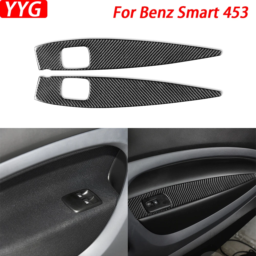 For Mercedes Benz Smart 453 Fortwo 16-21 Carbon Fiber Lifting Control Panel Modification Cover Sticker Interior Car Accessories