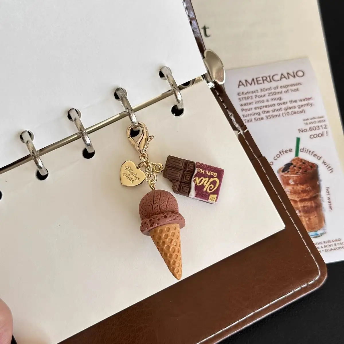 Original Handmade Phone Charm Strap Chocolate Ice Cream Pendant for Airpods Case Cellphone Lanyard Keychain Keycord