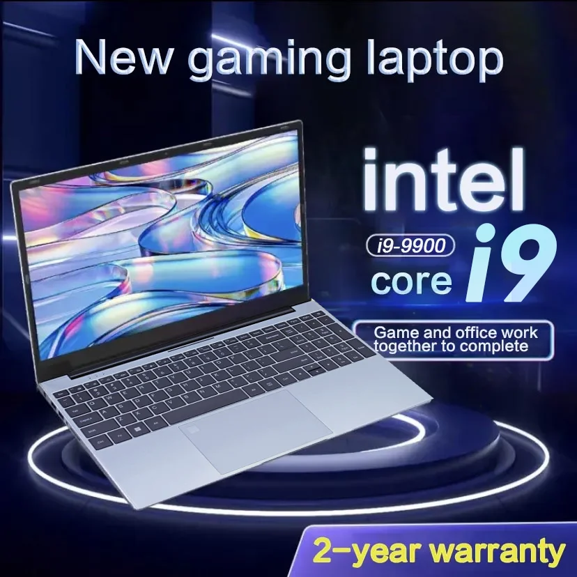 2026 Brandneuer Intel I9-9900 15,6 Zoll Laptop mit Hintergrundbeleuchtung Fingerabdruck-Entsperrung Windows 11 Office Studien-Notebook Gaming-Computer PC