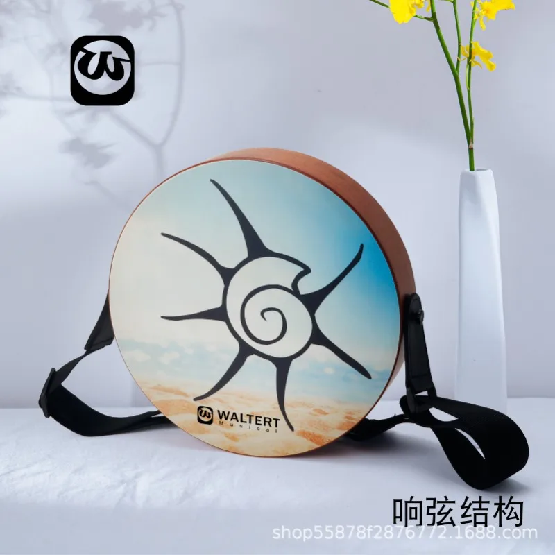 Tambor de mão em caixa de madeira