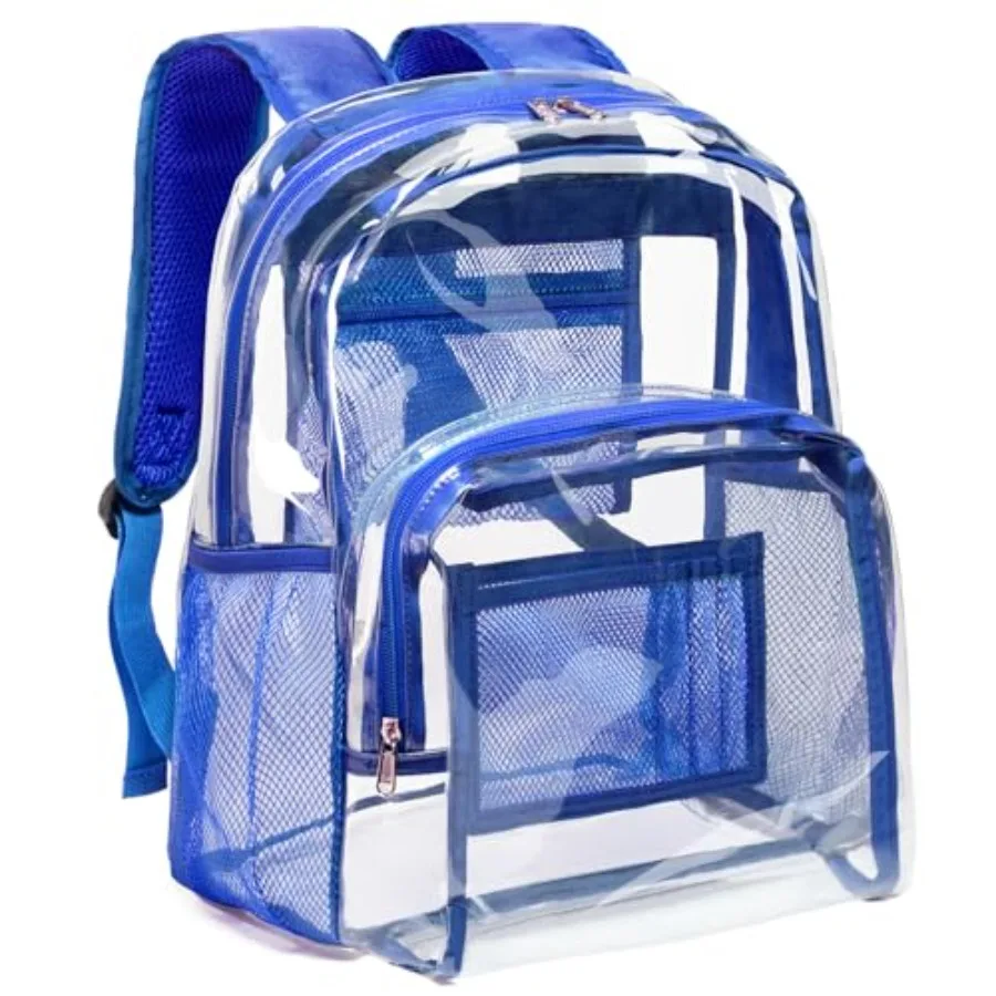 

Clear Backpack Heavy Duty PVC Transparent Backpack with Reinforced Strap Stitches and Capacity for College Workplace Security
