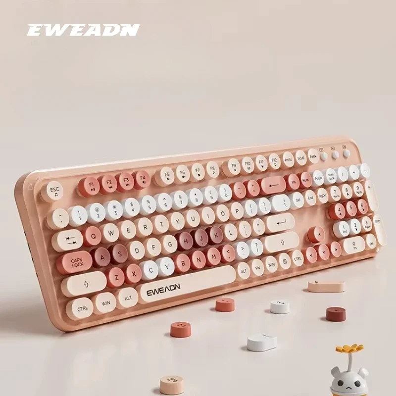 

EWEADN V96 Беспроводная клавиатура 2,4G Бесшумная розовая клавиатура для девочек Офисные специальные удобные механические аксессуары для ноутбуков