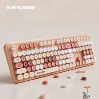 EWEADN V96 Wireless Keyboard 2.4G Silent Pink Keyboard for Girls Office Special Comfortable Mechanical Feel Laptop Accessories
