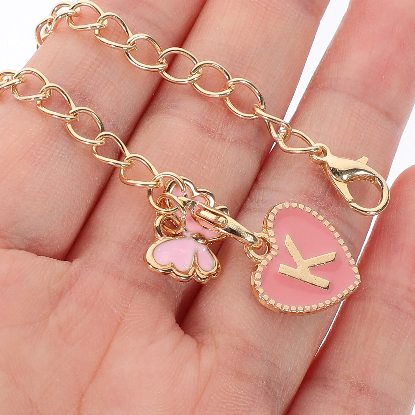 2pcs Letter Charm Keychain for Water Bottle Tumbler Cup Backpack – Alloy Hanging Fashion Accessory