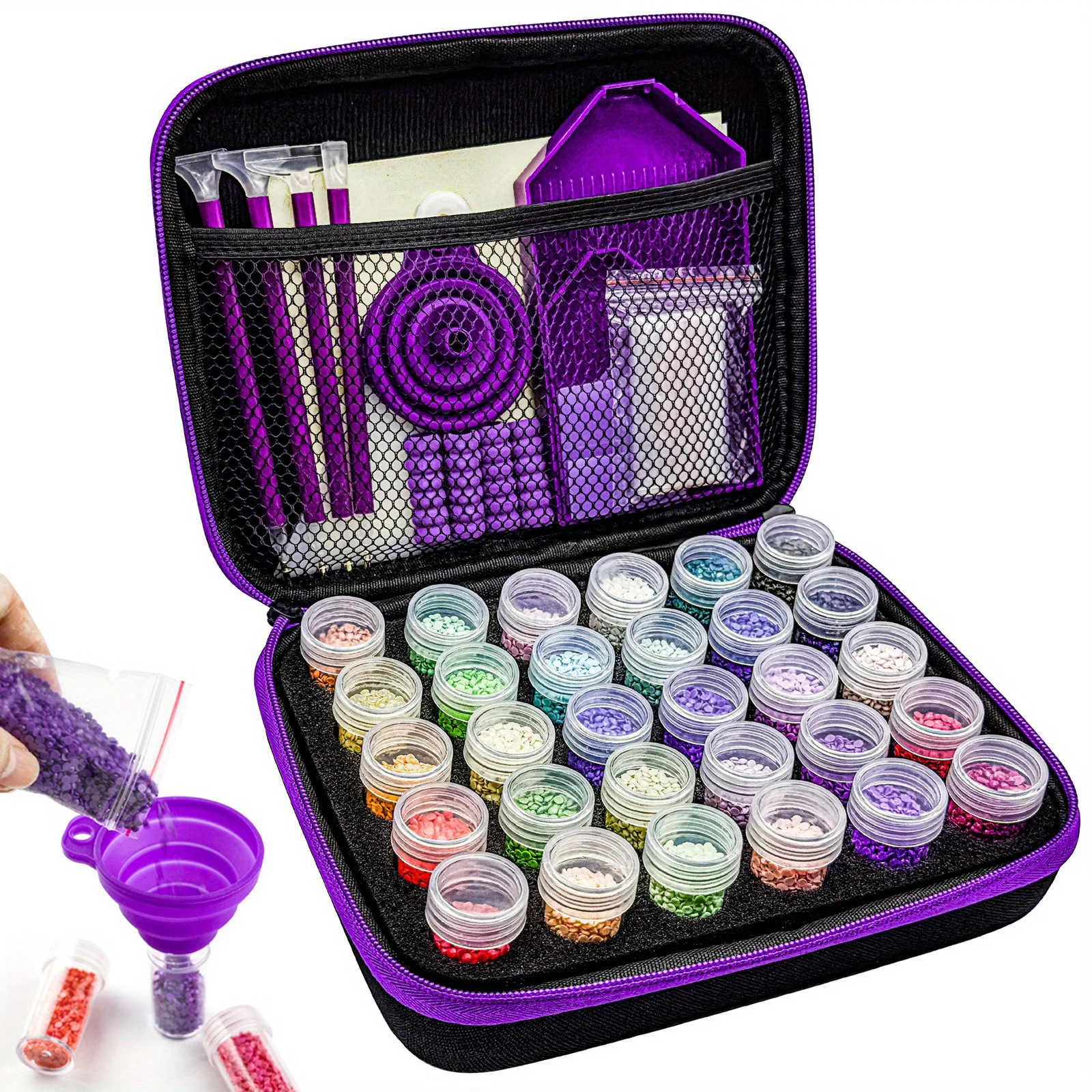30/60 Grids Diamond Painting Storage Box With Press Lid Portable Bead Jewelry Rhinestone Organizer