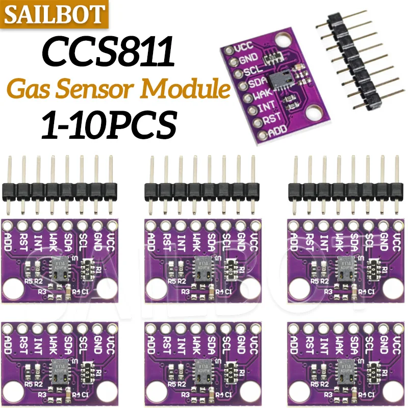 CCS811 Gas Sensor Carbon Dioxide Detection Sensor Module CCS811 CO2 eCO2 TVOC Air Quality Detecting I2C Output CJMCU-811