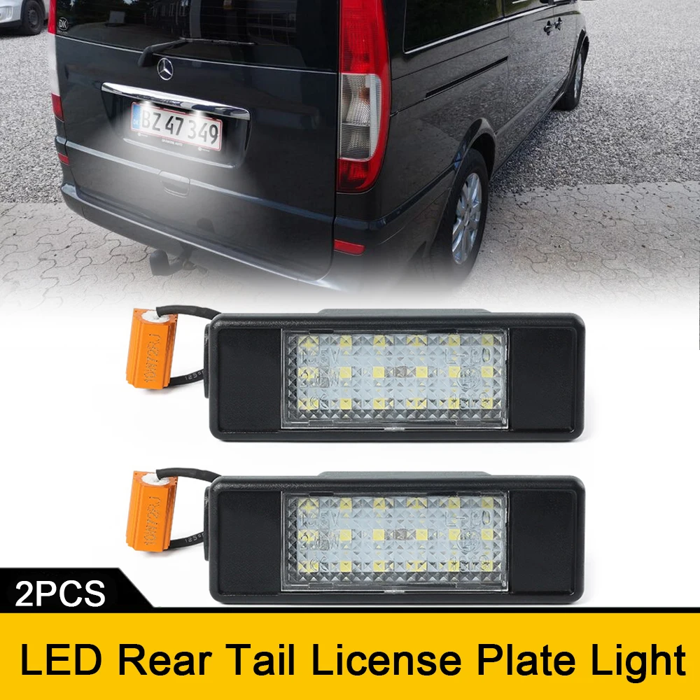 2pcs 6000K White Led Tail Number License Plate Light No Error For Mercedes-Benz Vito W639 Viano W639 Sprinter W906 Canbus