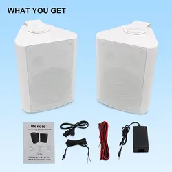 Herdio-Altavoces Bluetooth impermeables para interiores y exteriores, sistema de montaje en pared con cable para Patio, 5,25 pulgadas, 300 vatios, 1 par