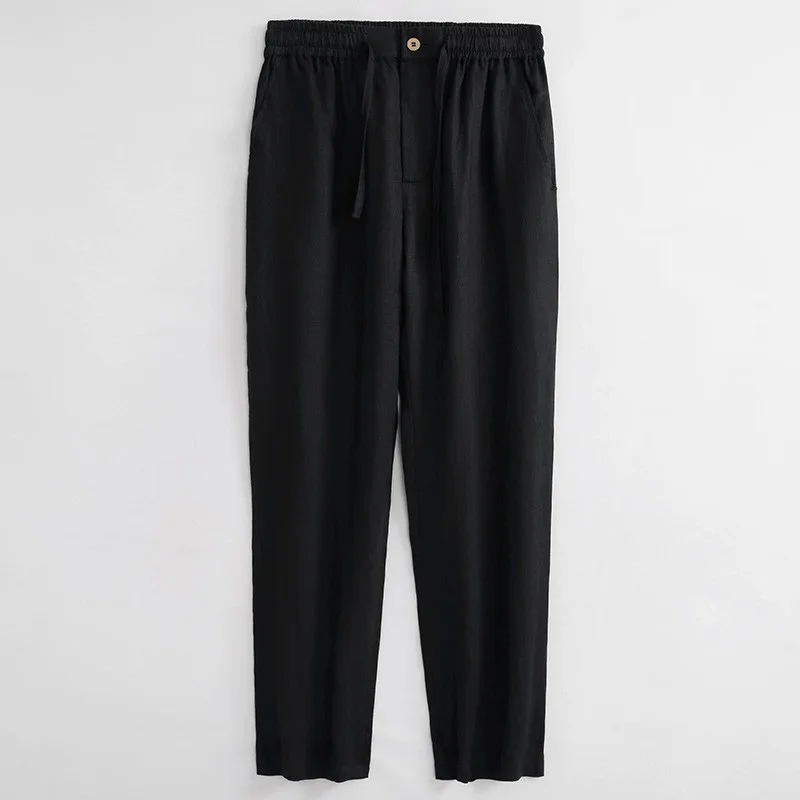 Solid Color Linen Straight-Leg Dress Pants for Men, Spring and Autumn Design, Thin Wide-Leg Casual Pants, Loose Slimming High-Waisted Long Trousers