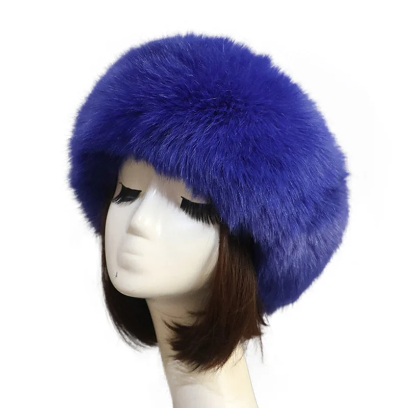 2024 Women\'s Winter Artificial Fur Russian Ushanka Hat Thick Warm Blaclava Caps Earflap Faux Fox Beanies For Ladies Outdoor Hats