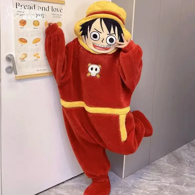 One Piece Cartoon rufy pigiama tutine per adulti donna uomo peluche pigiama pigiameria natale Halloween Cosplay costumi da festa