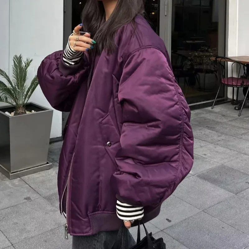 2025 chaqueta Bomber para mujer Otoño Invierno moda mujer abrigo suelto manga larga ropa informal con cremallera chaquetas nuevas informales