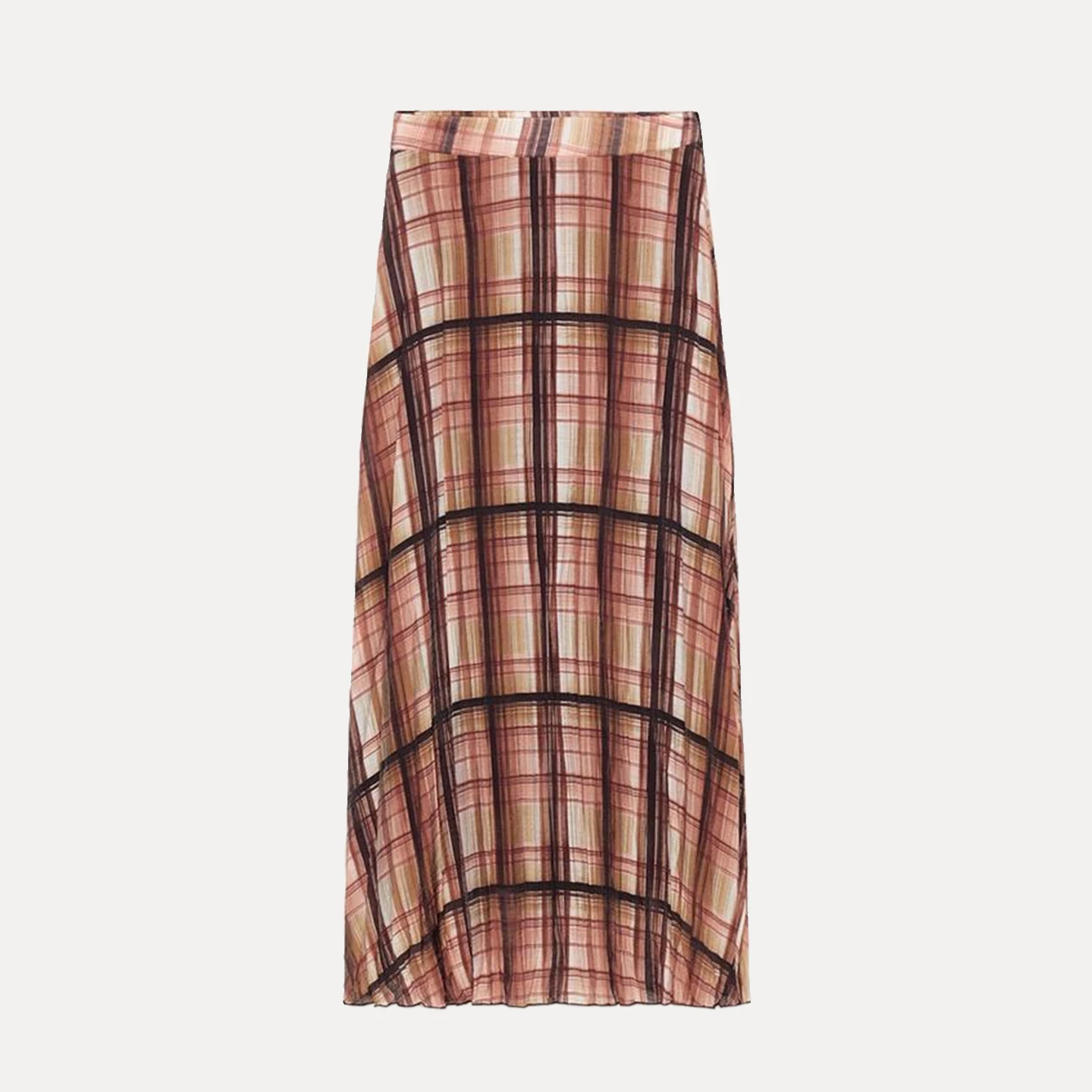

Модная женская юбка миди в клетку с эффектом помятости, индивидуальный дизайн, европейский стиль, стандартный крой, средняя талия