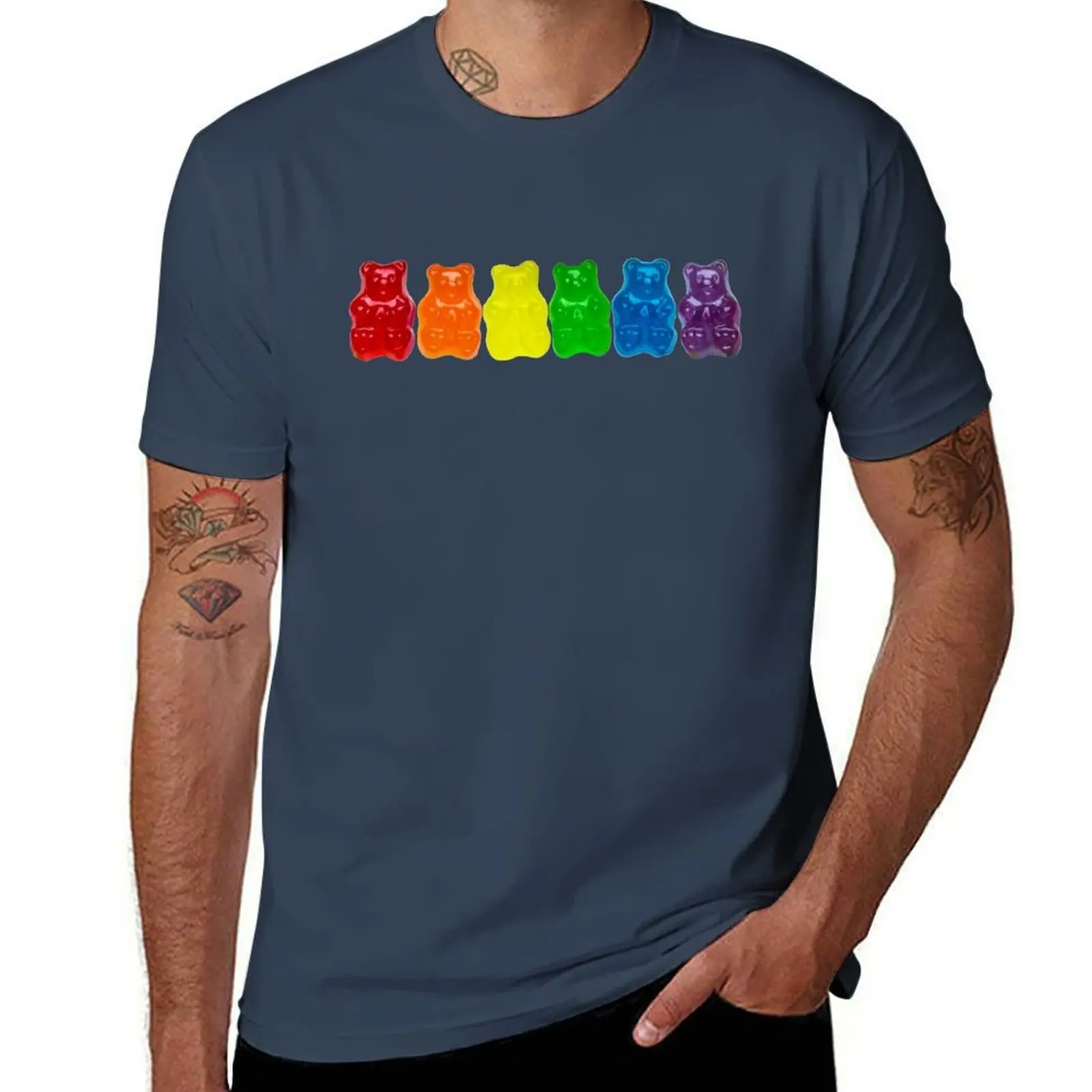 

Rainbow Of Gummi Deliciousness T-Shirt mens graphic t shirts black cotton t-shirt plain for man package T-Shirt