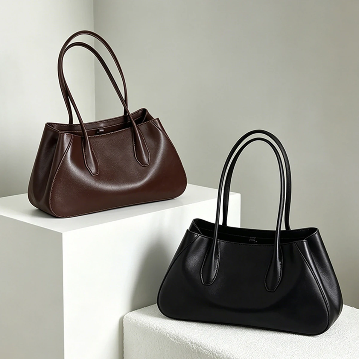 Women Shoulder Bag Senior Sense Underarm Bags Fashions Simple Large Capacity Tote Bag Genuine Leather Commuter Handbag For Women