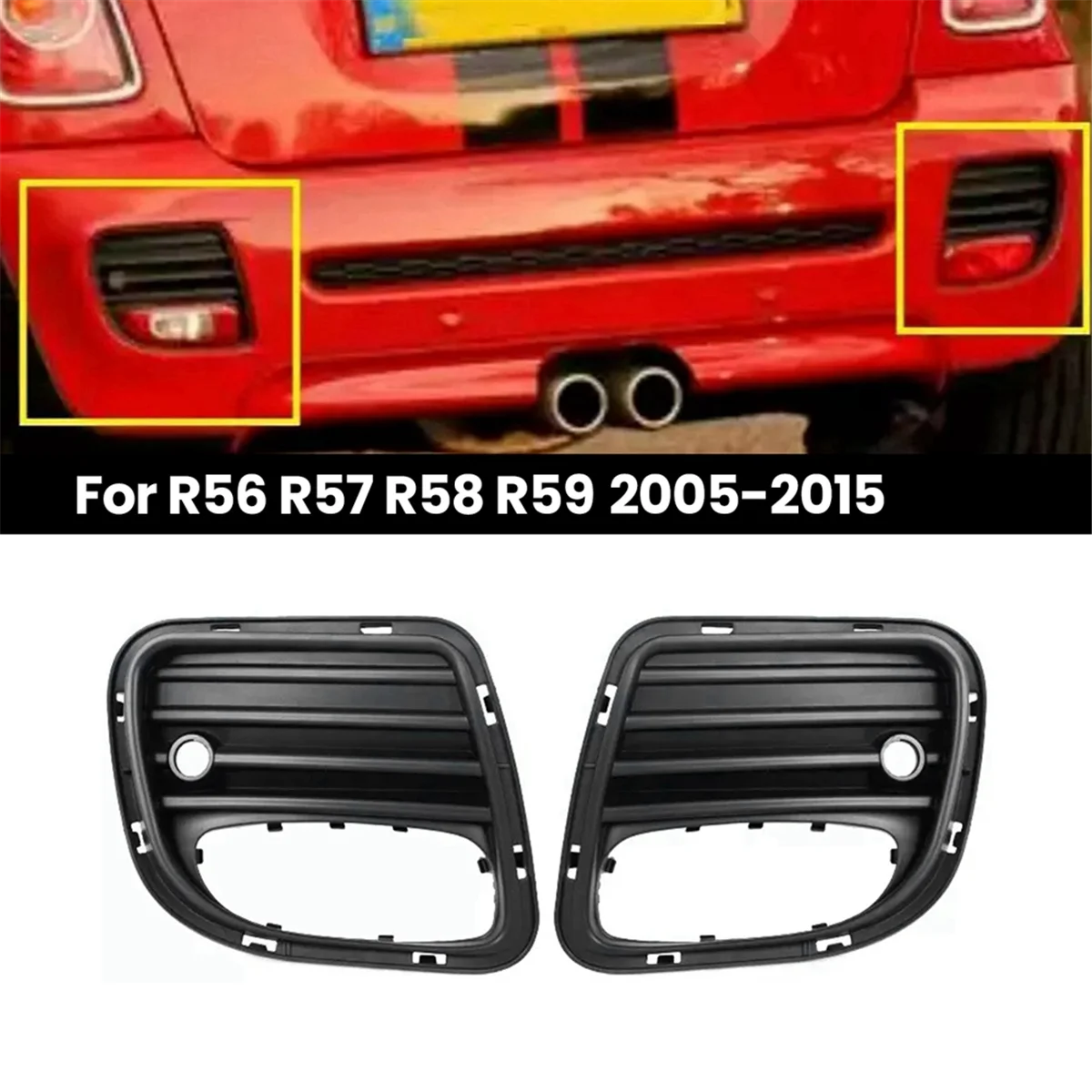 車のリアバンパーフォグライトミニr56r57r58r59jcw-2005-2015-51120413257-51120413258用グリル