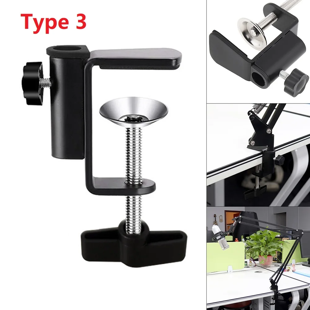 Aluminum Alloy Bracket Clamp Accessories DIY Fixed Metal Clip Fittings Screw Camera Holders for Broadcast Microphone Desk Lamp