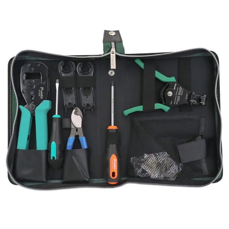 Pro'sKit PK-2061 مجموعة أدوات العقص الشمسية MC3 MC4 المعدات المهنية لتركيب الألواح الشمسية