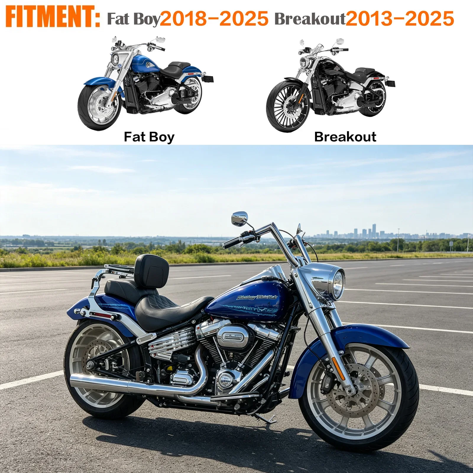 Quick Release Adjustable Driver Passenger Motorcycle Backrest Sissy Bar For Harley Breakout Fat Boy 114 FLFBS FXBRS 2018-2026