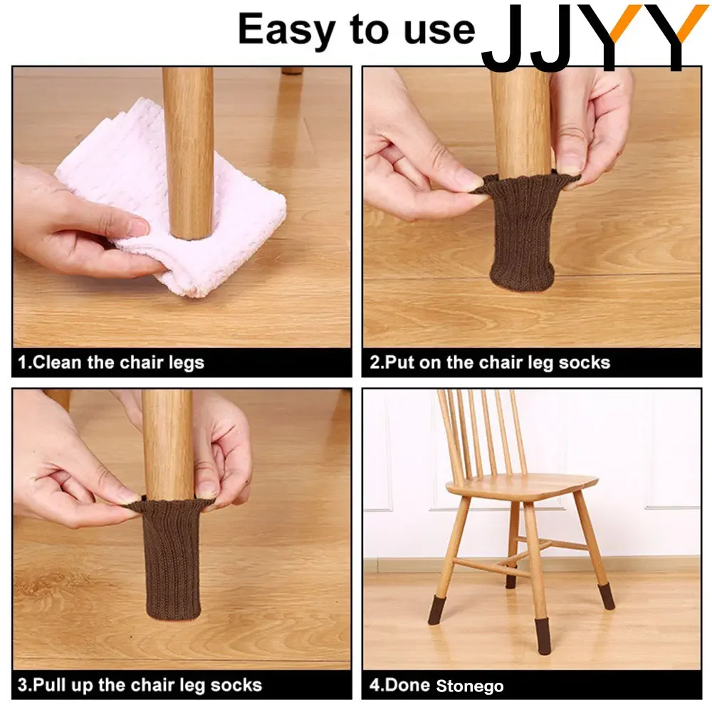 JJYY 4Pcs Knitted Chair Leg Socks Furniture Table Feet Leg Floor Protectors Covers Floor Protection Pads Moving Noise Redu