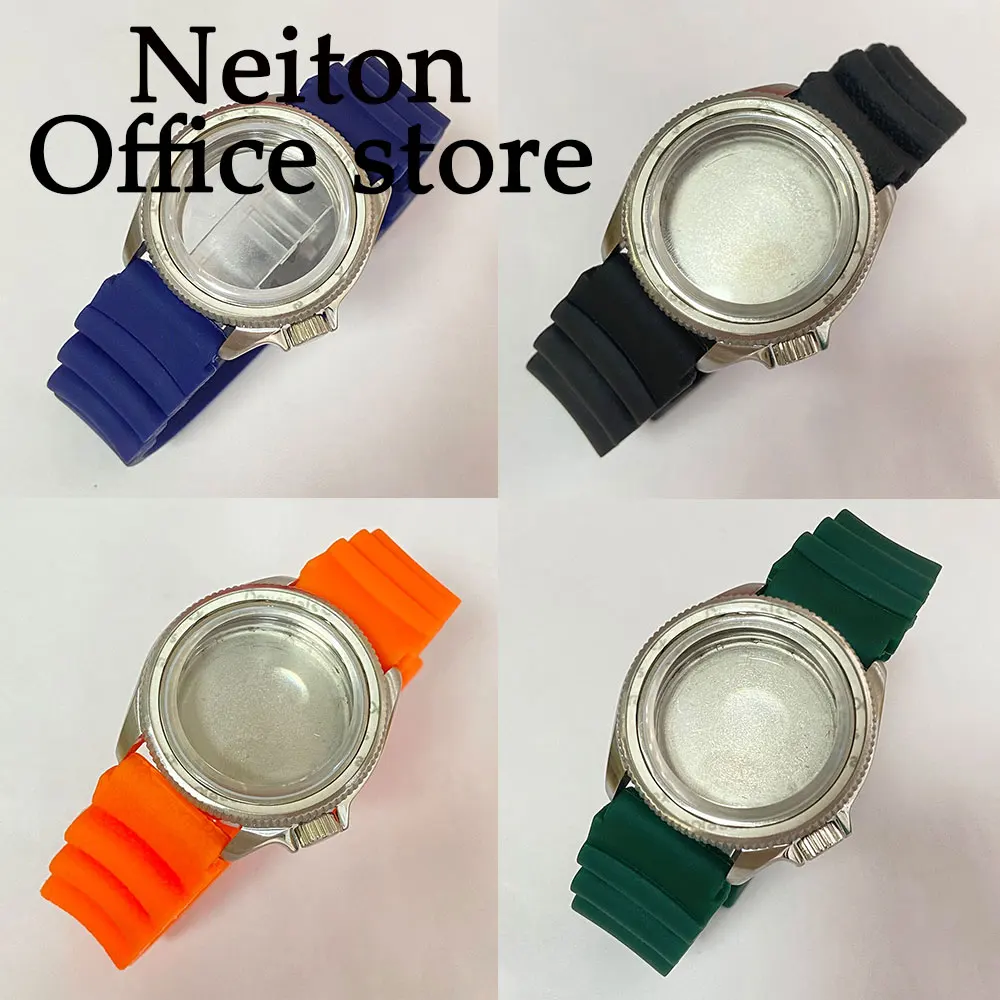 

NEITON 37mm silver watch case ceramic bezel sapphire glass fit NH35 NH36 NH34 movement