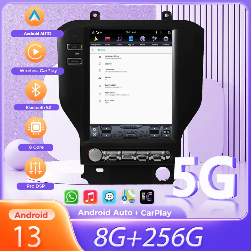 

Android13.0 PX6 Car Multimedia Player For Ford Mustang 2015 - 2020 GPS Navigation Auto Radio Carplay Head Unit Audio