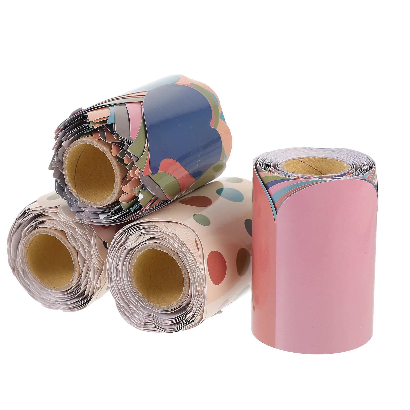 

4 Rolls Waterproof Bulletin Board Border Sticker Replaceable Chalkboard Decal Cartoon Decor Classroom Office Door Window