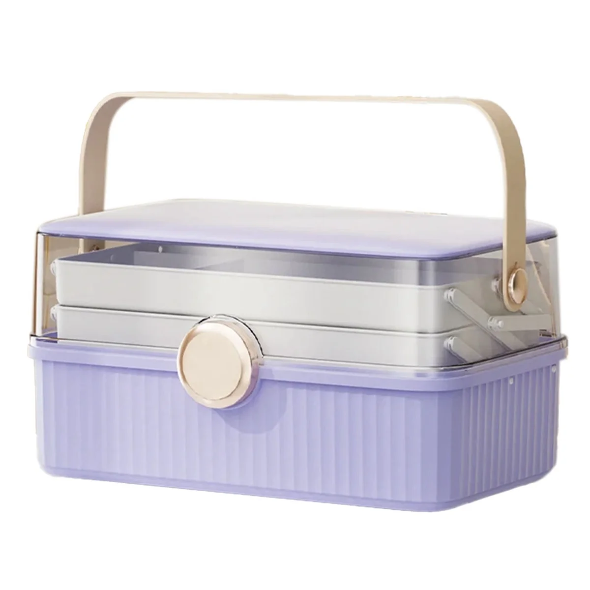 Cosmetics Storage Box Bigcapacity Plastic Desktop Storage Box Dustproof Lipstick Extra Storage Box with Lid,Purple