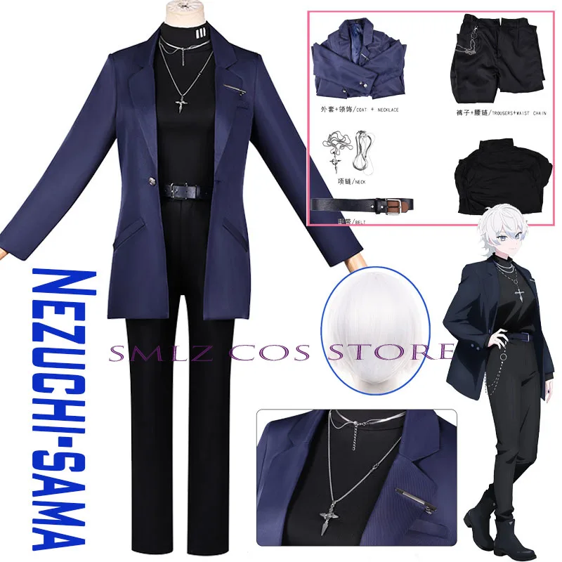 

Sama Nezuchi Cosplay Anime Needy Overdose Costume Man Karamazov Uniform Prop Wig Set Party Carnival Roleplay Outfit for Men