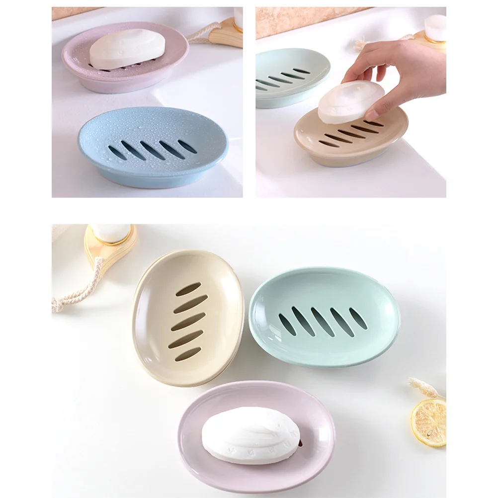 Soap Dish Oval Shaped Double Draining Soap Holder Dish Drainer (Blue) Soap Dish Drainer Holder Heart Shaped Soap Dish