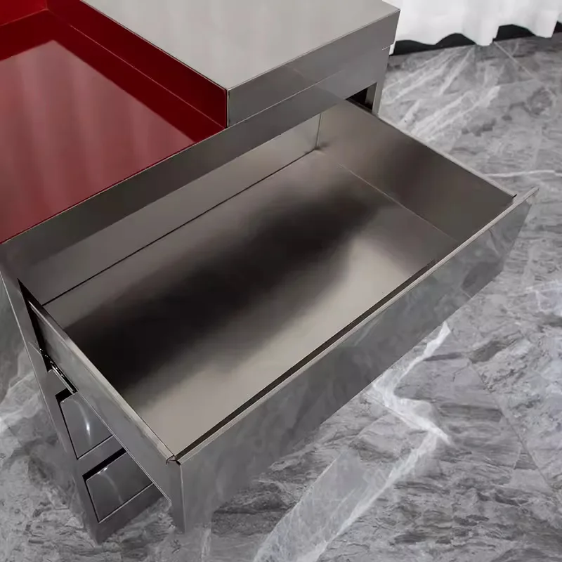 Hair Shop Tool Desk Hair Salon Stainless Steel Drawer Storage Cabinet Cut Hair Locker