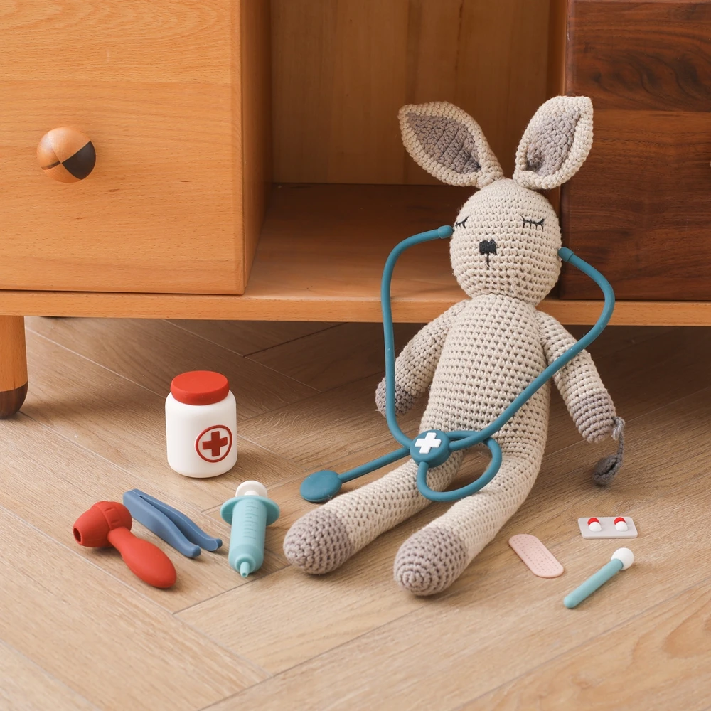 Montessori Arzt Spielzeug Kinder Pretend Silikon Spielen Haus Spielzeug Kleinkind Silikon Medizinische Set Spielzeug Kinder Krankenschwester Spiele Spielzeug Set