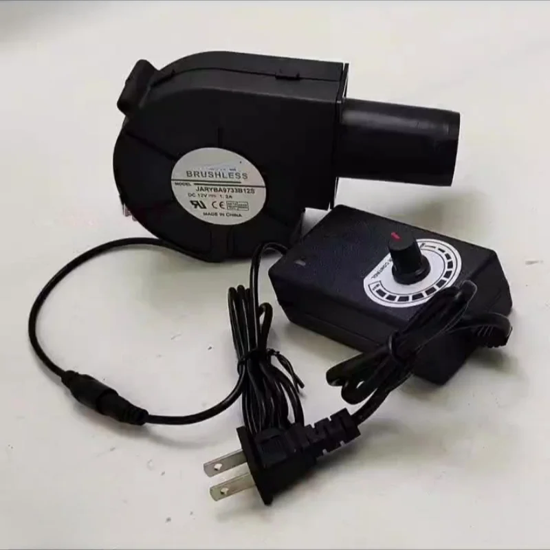 9733 Blower Turbine 12V Fan 2.85A Firewood Stove Blower High-pressure Air Supply High Wind Volume Vortex