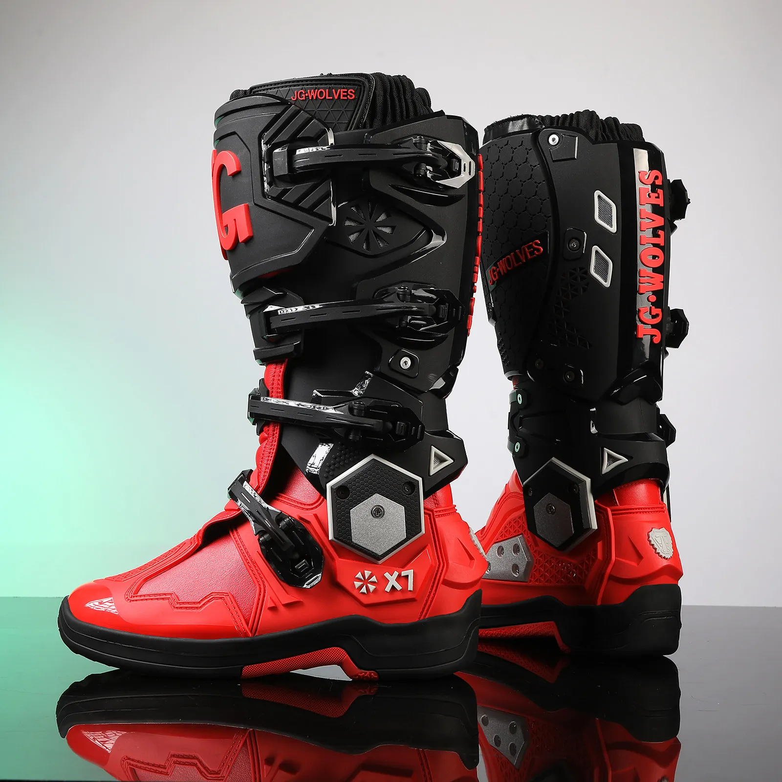 JG WOLVES X7 Dirt Bike Boots Men Professional Motocross Racing Boots Long Durable Botas Mens Motorcycle Boots