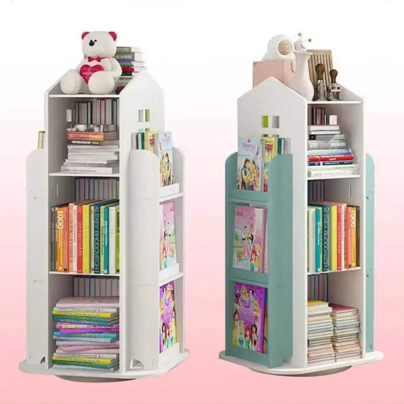 

70/95cm 4 Layer Storage Shelf Organizers Children's Bookshelf Rotating Cartoon Bookcase for Home Sundry Furniture Book Rack